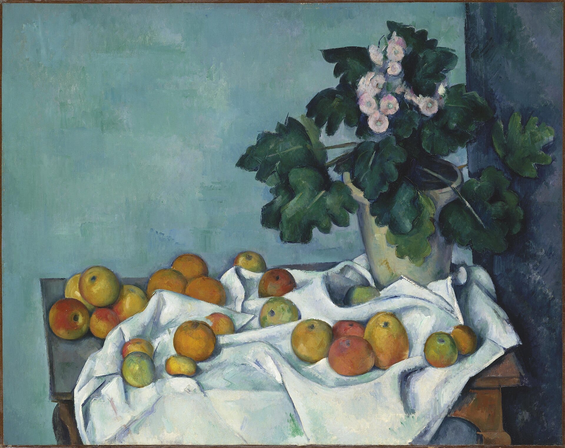 Paul Cézanne, Still Life with Apples and a Pot of Primroses, ca. 1890, Metropolitan Museum of Art