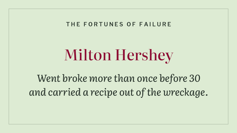 The Fortunes of Failure: Milton Hershey went broke more than once before 30 and carried a recipe out of the wreckage.